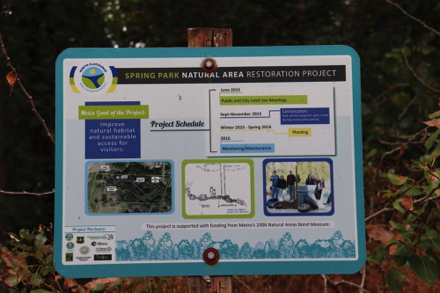 Signage: Information on the Spring Park Restoration Project